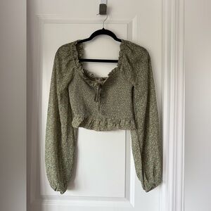 Altar'd State Floral Green Blouse